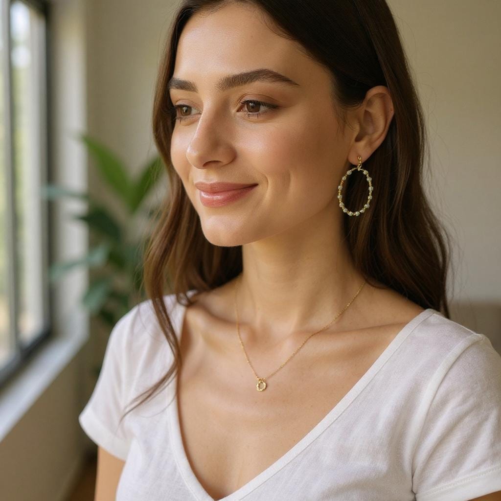 Dainty Beaded Gold Hoop Earrings | Artisan Jewelry | White and Gold Seed Bead Hoops | Boho Chic | Lightweight & Elegant | Handmade | Pearly